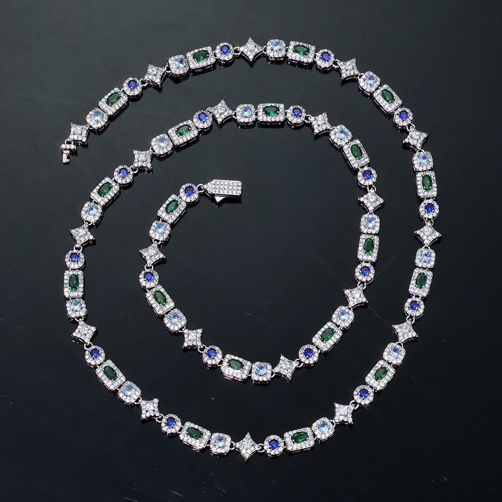 Geometric Colored Gemstone Necklace (Unisex)