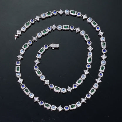 Geometric Colored Gemstone Necklace (Unisex)