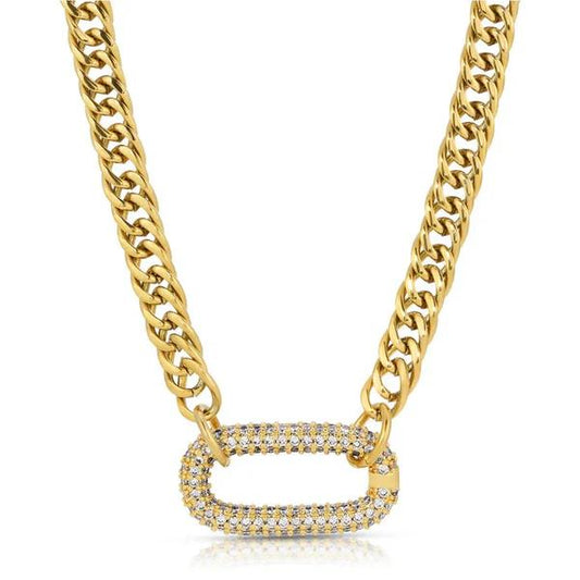 Exquisite Inlaid Pendant: Cuban Link Chain with Zircon Clasp