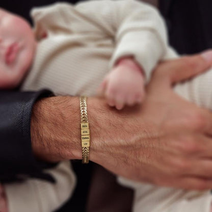 Happy Father's Day Father Gift  Custom Gold Bracelet for Dad with Kids Name Personalize Daddy Bracelet