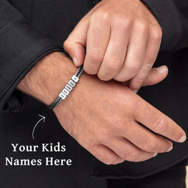 Happy Father's Day Father Gift  Custom Gold Bracelet for Dad with Kids Name Personalize Daddy Bracelet