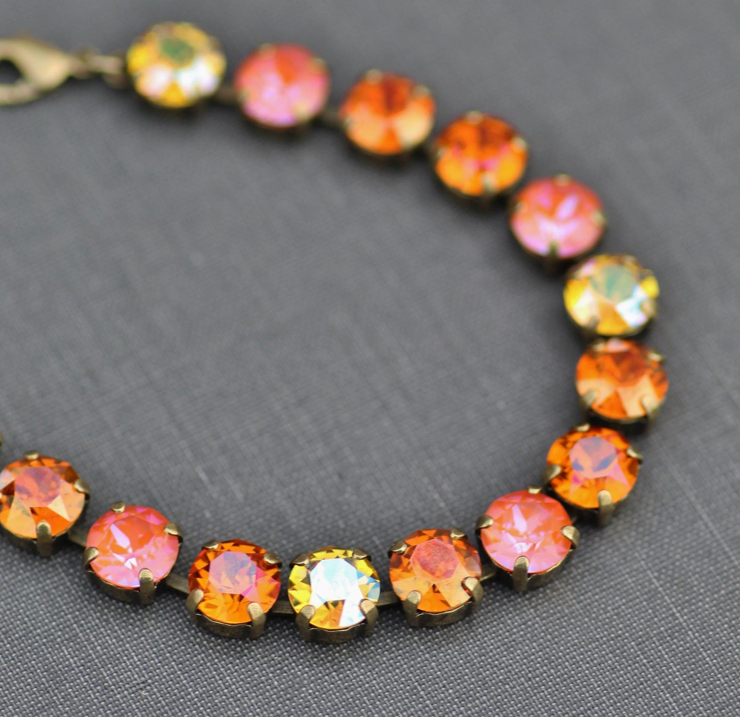 Autumn Ember: Orange Crystal Tennis Necklace