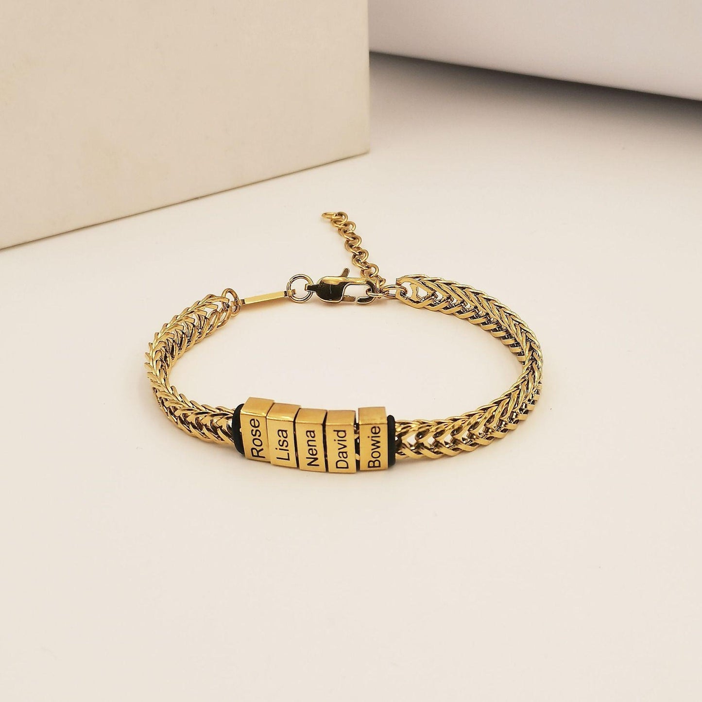 Happy Father's Day Father Gift  Custom Gold Bracelet for Dad with Kids Name Personalize Daddy Bracelet