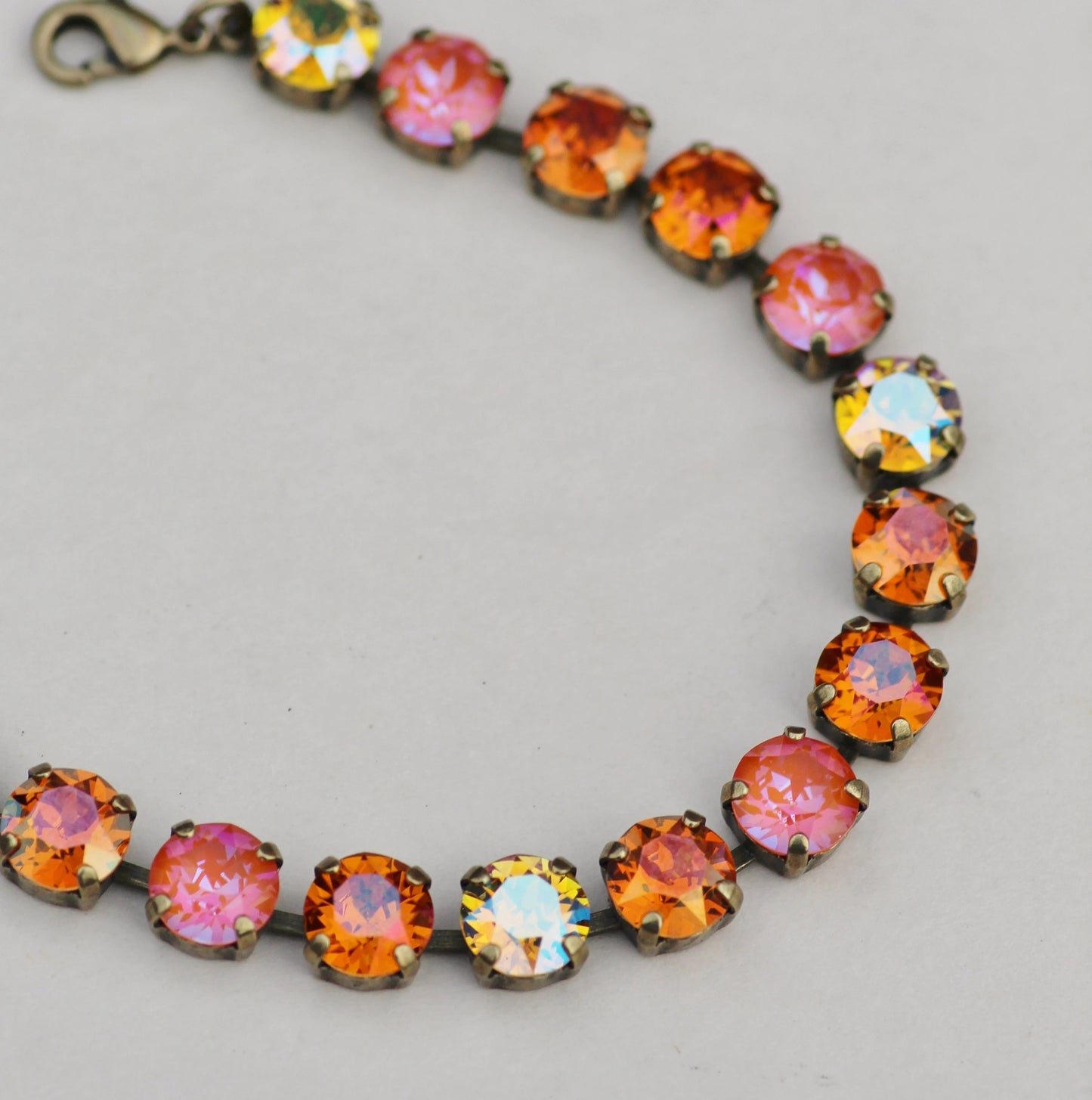 Autumn Ember: Orange Crystal Tennis Necklace