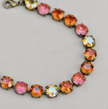 Autumn Ember: Orange Crystal Tennis Necklace