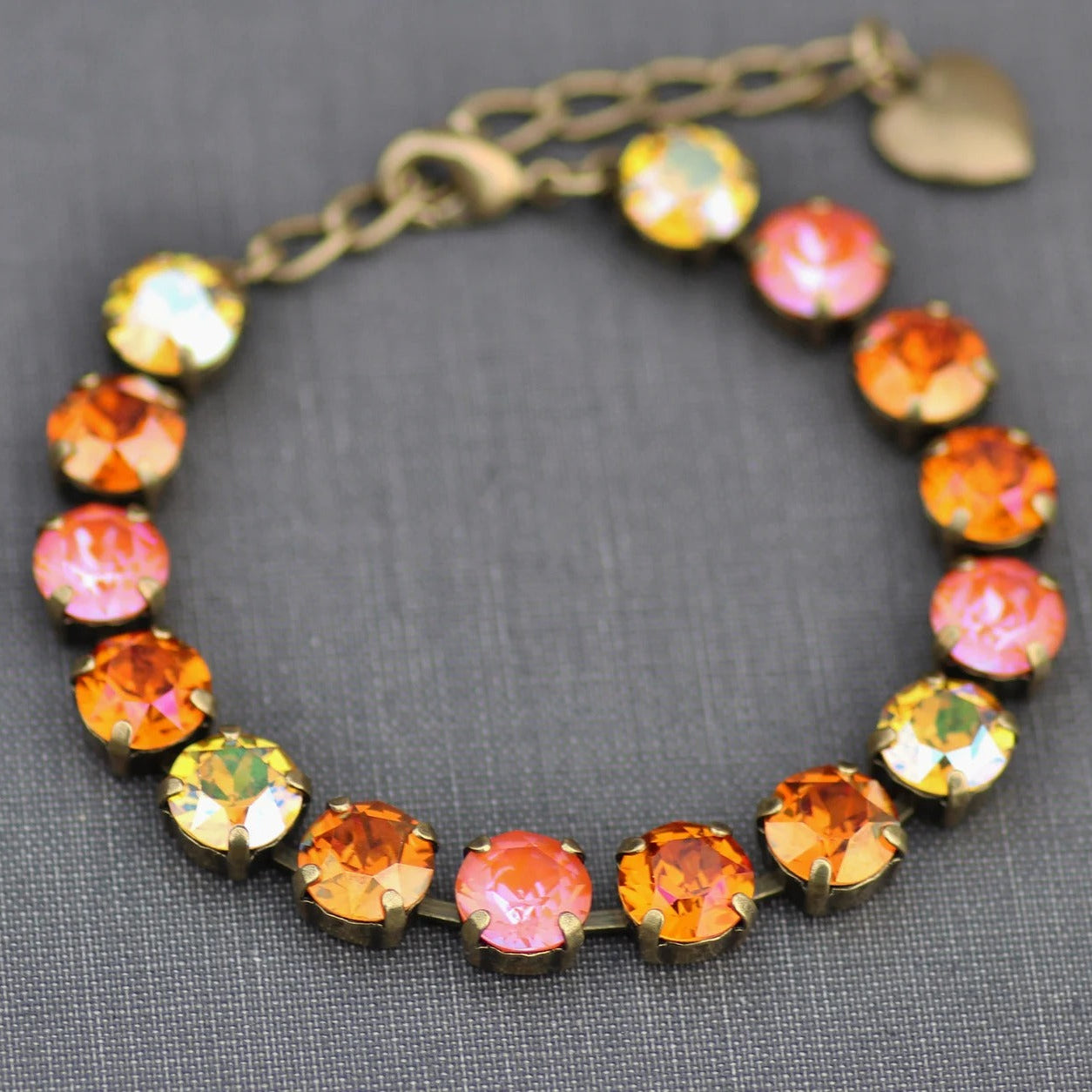 Autumn Ember: Orange Crystal Tennis Necklace
