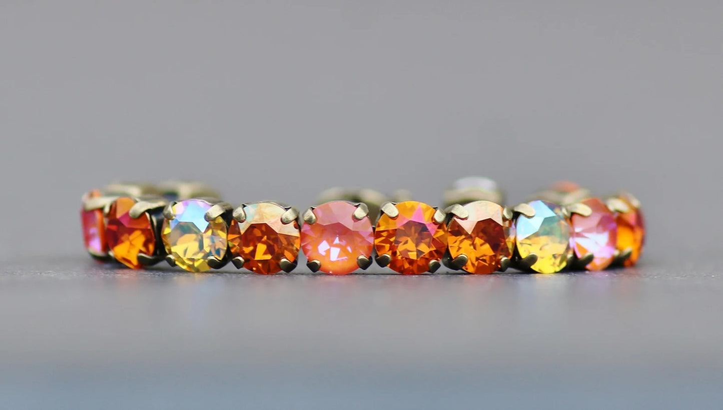 Autumn Ember: Orange Crystal Tennis Necklace