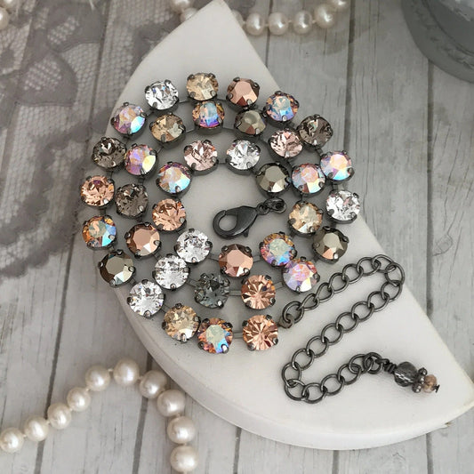 Neutral Spectrum Warm-Toned Crystal statement necklace