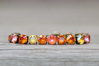 Autumn Ember: Orange Crystal Tennis Necklace