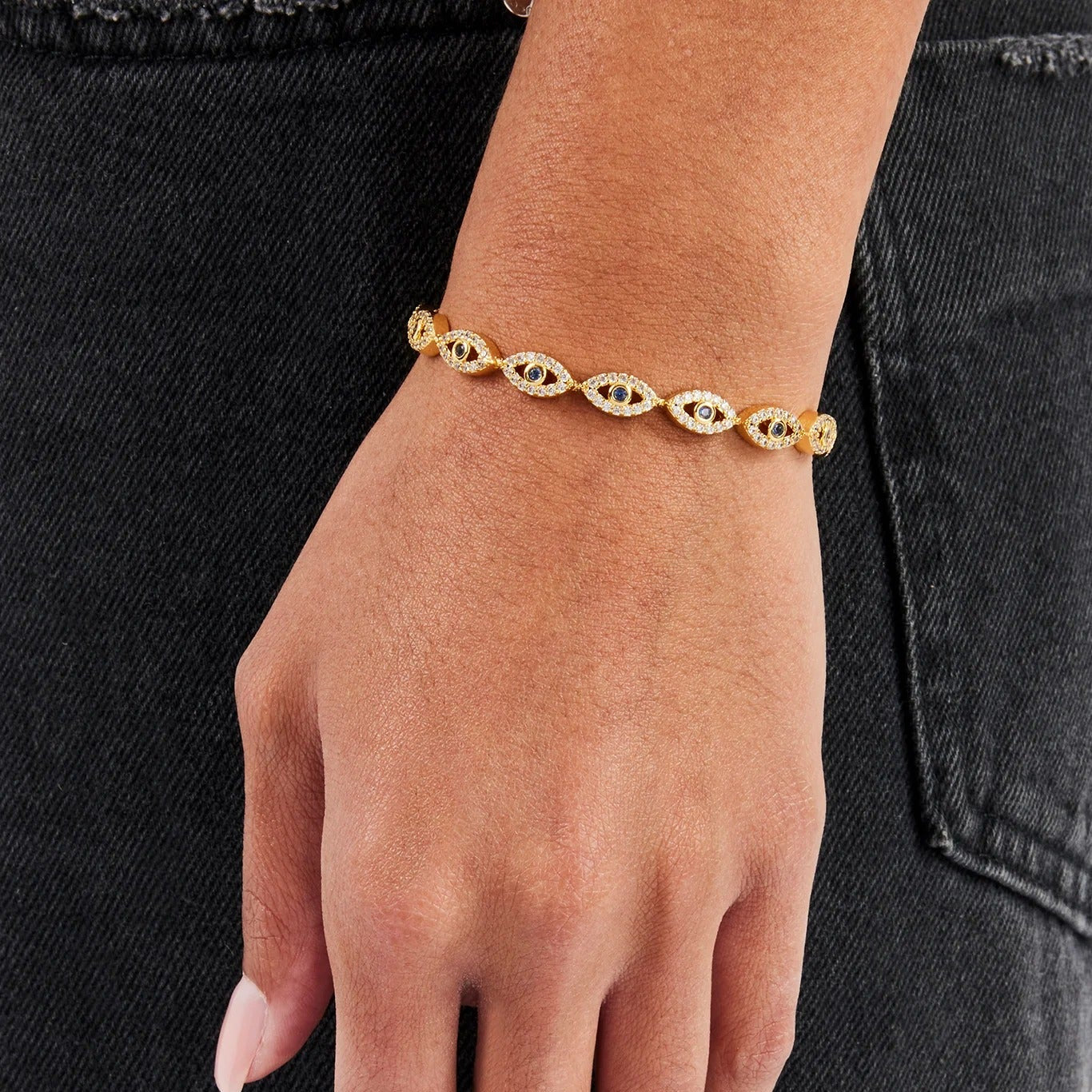 Gold Evil Eye Gemstone Necklace