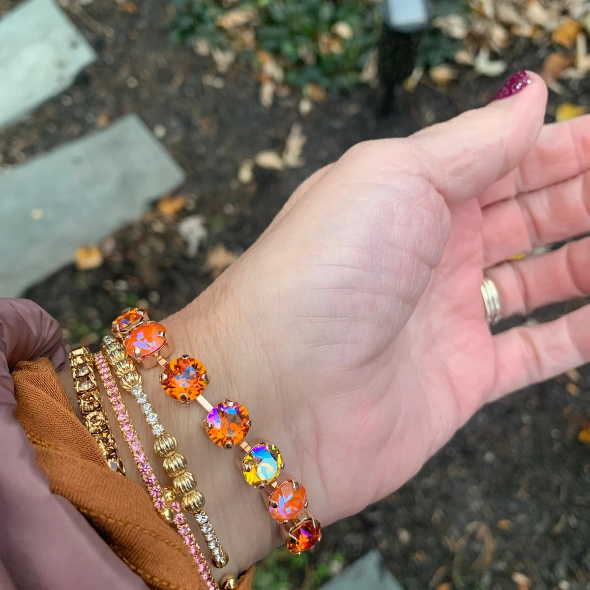 Autumn Ember: Orange Crystal Tennis Necklace