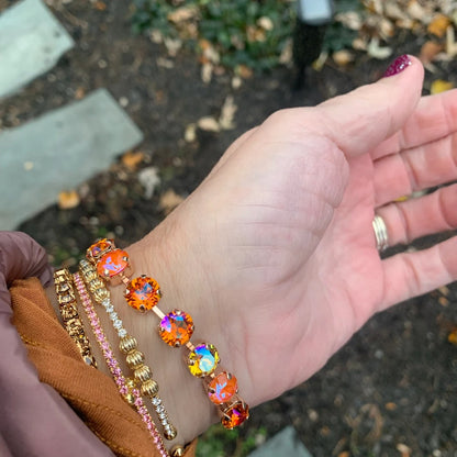 Autumn Ember: Orange Crystal Tennis Necklace