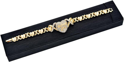 "LOVE YOU" Engraved Heart Pendant Necklace with XO Chain Links