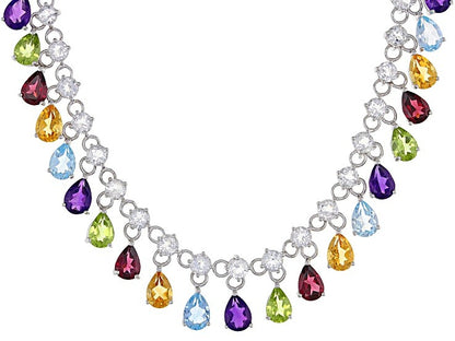 Cascade of Color: Teardrop Gemstone Statement Necklace