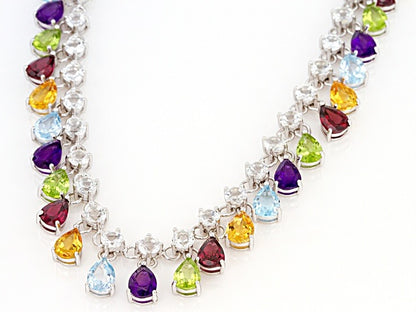 Cascade of Color: Teardrop Gemstone Statement Necklace