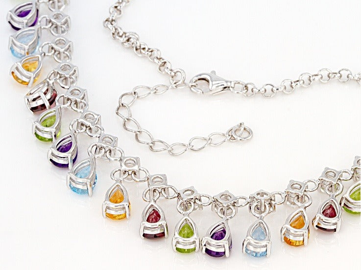 Cascade of Color: Teardrop Gemstone Statement Necklace