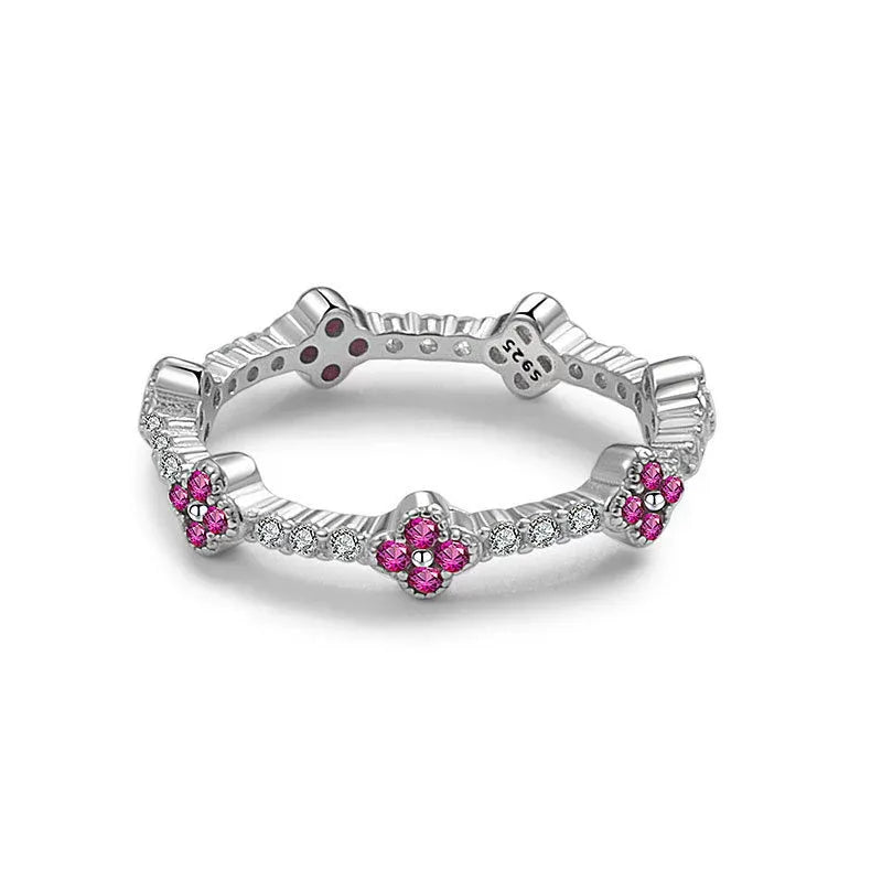 Multicolor Sapphire Flower Stackable Eternity Ring