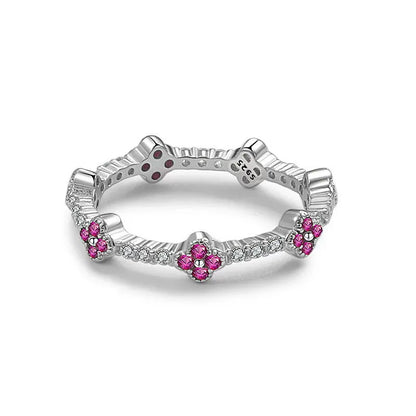 Multicolor Sapphire Flower Stackable Eternity Ring
