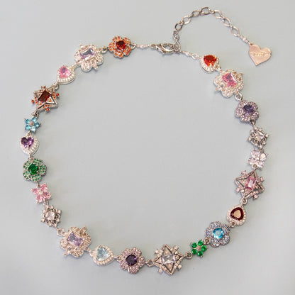 Antique Bloom Multi-Cut Gemstone Statement Necklace