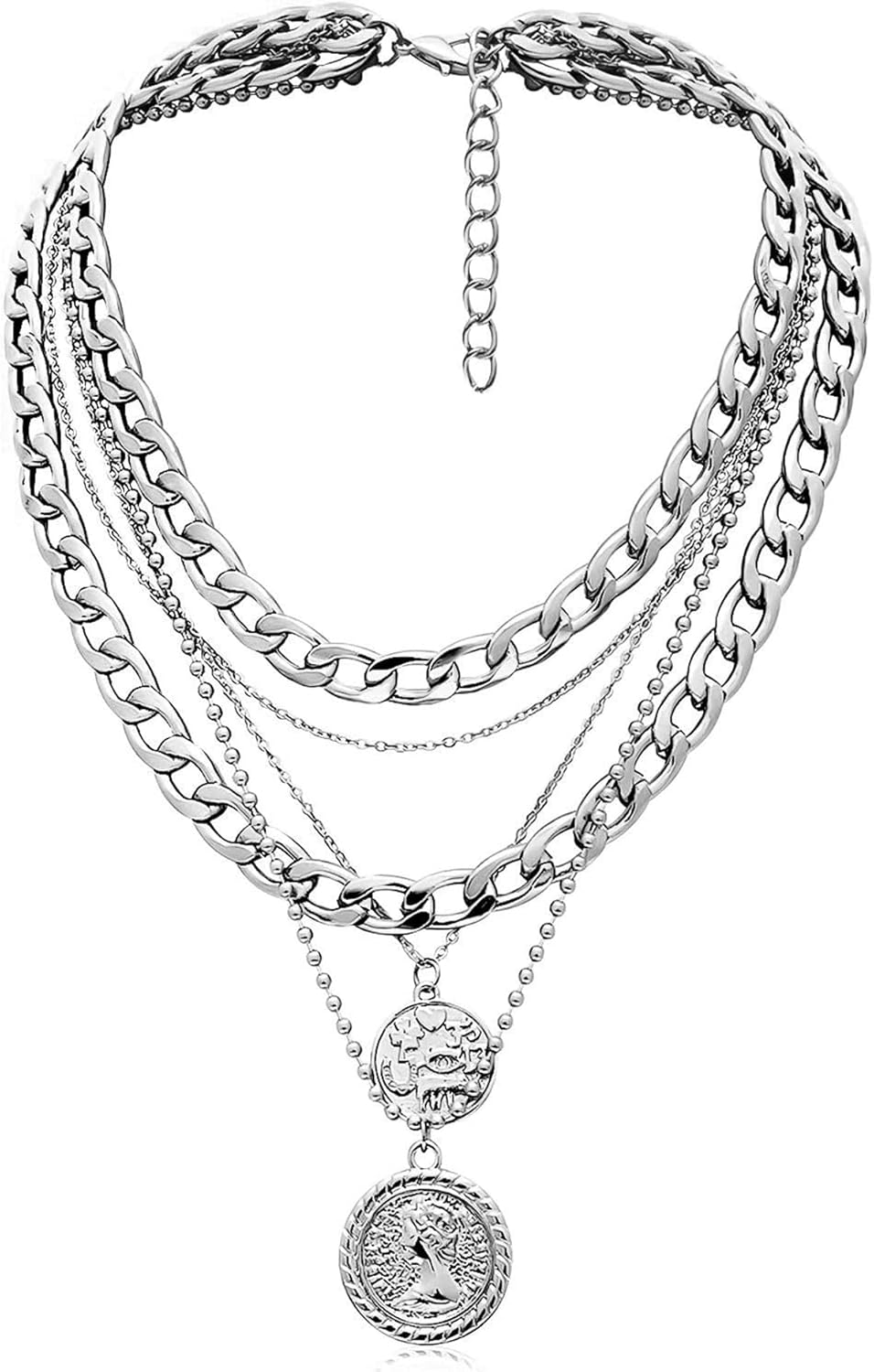 Vintage Coin Chain Set – 5-Layer Retro Necklace Stack