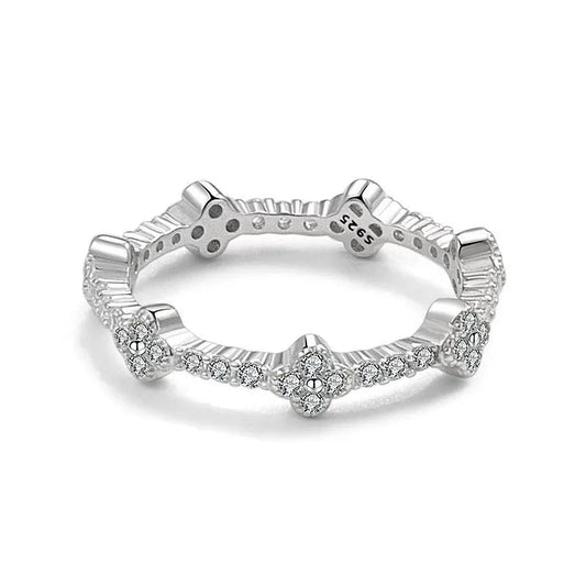 Multicolor Sapphire Flower Stackable Eternity Ring
