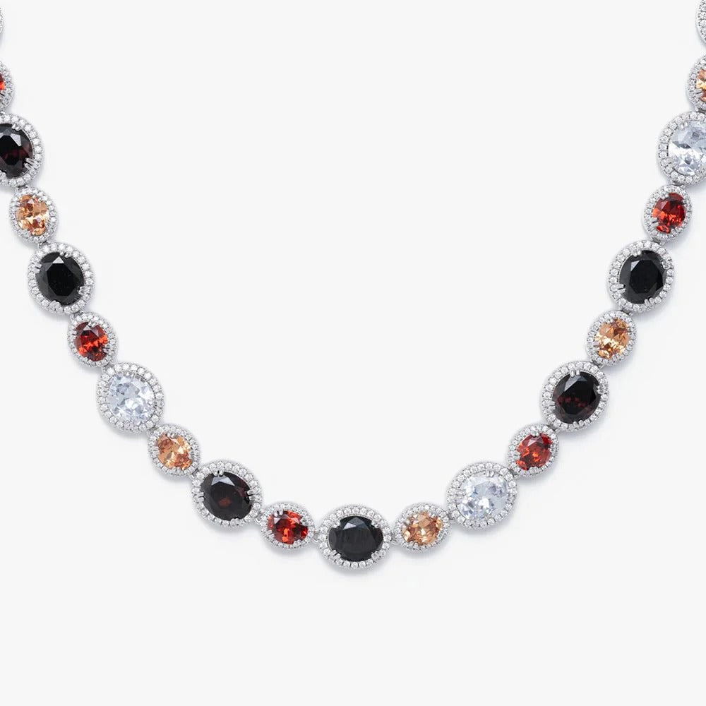 Color-Block Oval Cut Multi-Gemstone Necklace