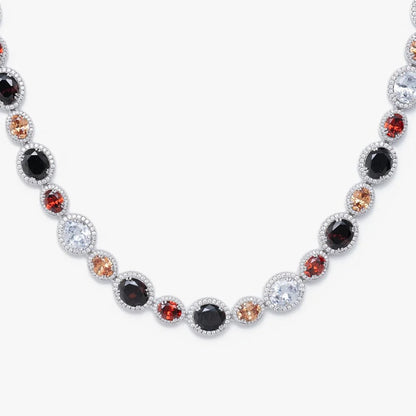 Color-Block Oval Cut Multi-Gemstone Necklace