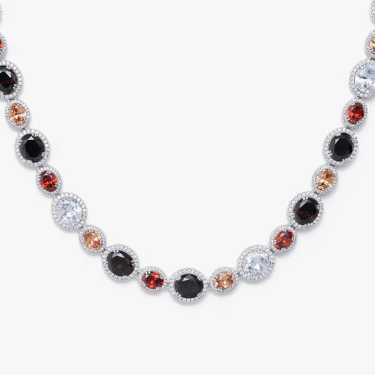Color-Block Oval Cut Multi-Gemstone Necklace