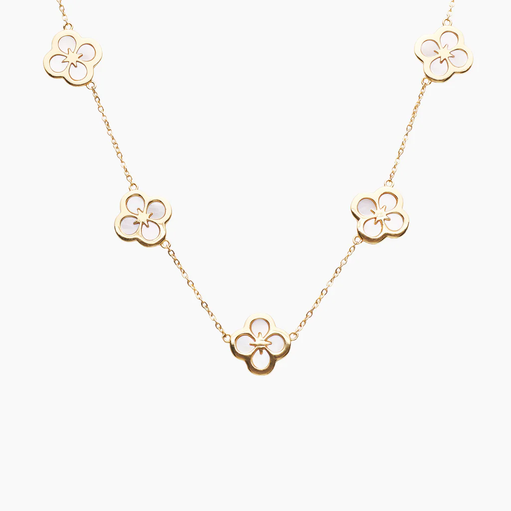 Lucky Clover: Mother of Pearl & Diamond Necklace