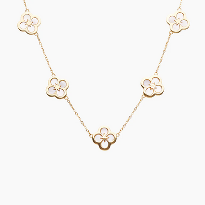Lucky Clover: Mother of Pearl & Diamond Necklace