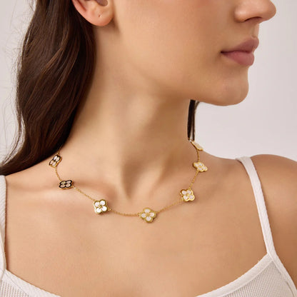 Lucky Clover: Mother of Pearl & Diamond Necklace