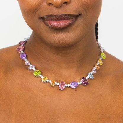 Colorful Dream Princess Gemstone Tennis Necklace
