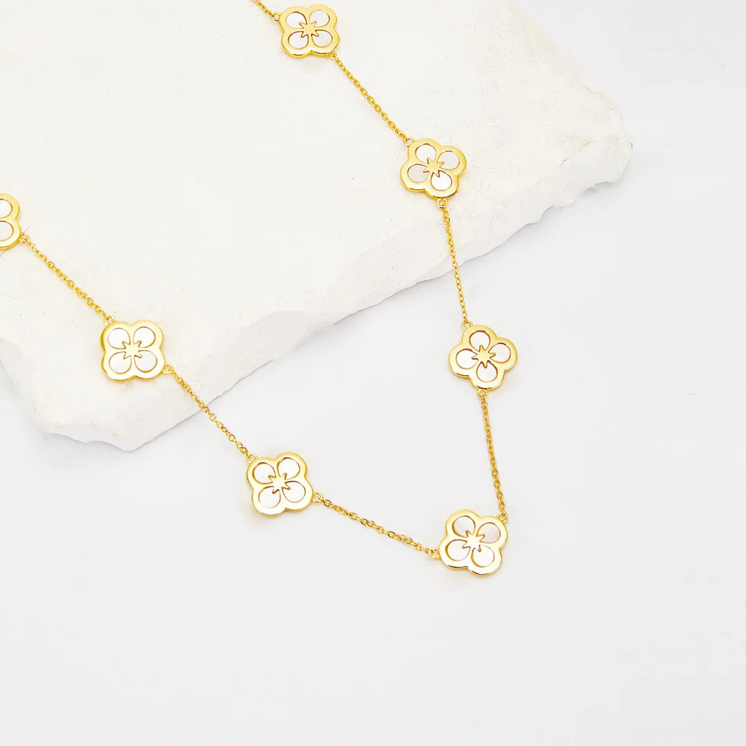 Lucky Clover: Mother of Pearl & Diamond Necklace