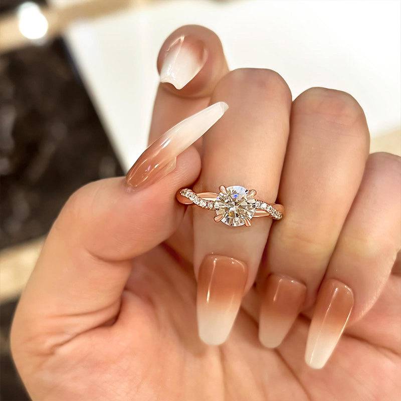 1.25 Carat Twist Round Cut Engagement Ring