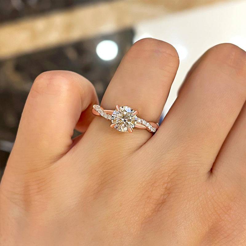 1.25 Carat Twist Round Cut Engagement Ring