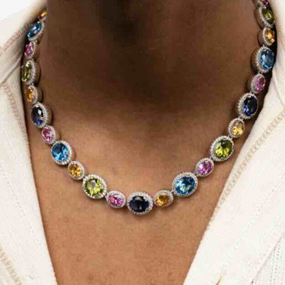 Pastel Dream Adjustable Oval-Cut Gemstone Necklace