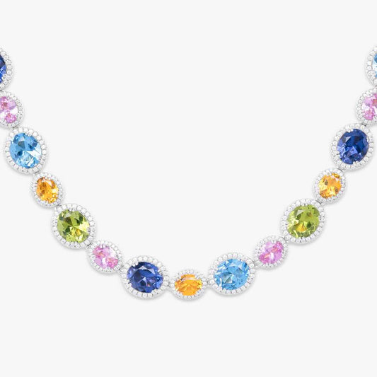 Pastel Dream Adjustable Oval-Cut Gemstone Necklace