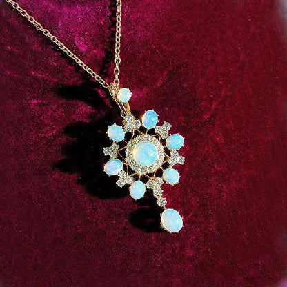 Palace Vintage Opal Pendant Necklace in 925 Sterling Silver