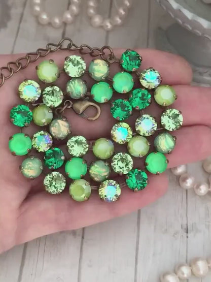 Electric Eden: Neon Spectrum Crystal Tennis Necklace