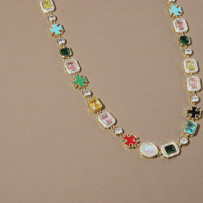 Multicolor Gemstone Motif Bracelet