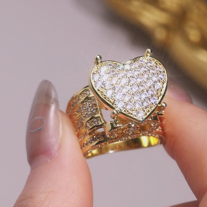 Hand-set silver heart-shaped ring set