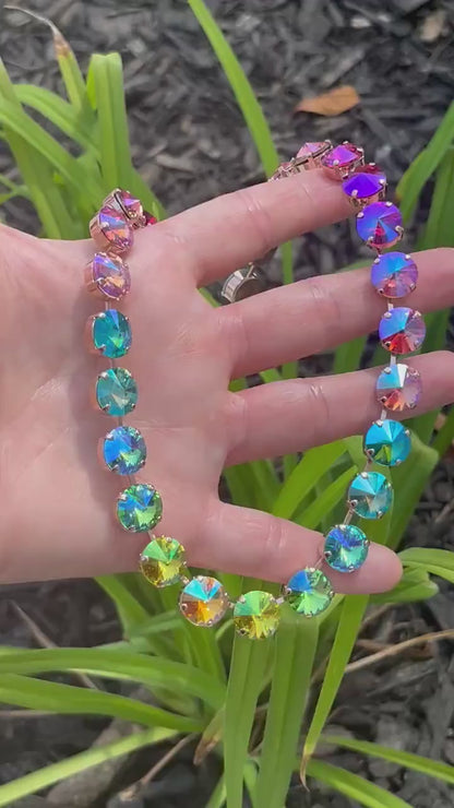 Twilight Garden: Green-to-Violet Crystal Necklace