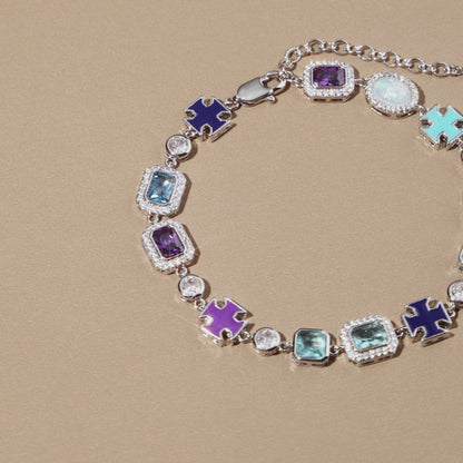 Blue Multi Gemstone Motif Bracelet