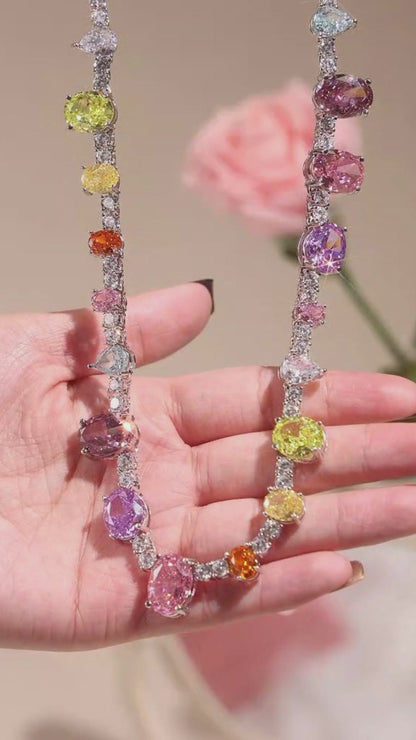 Colorful Dream Princess Gemstone Tennis Necklace