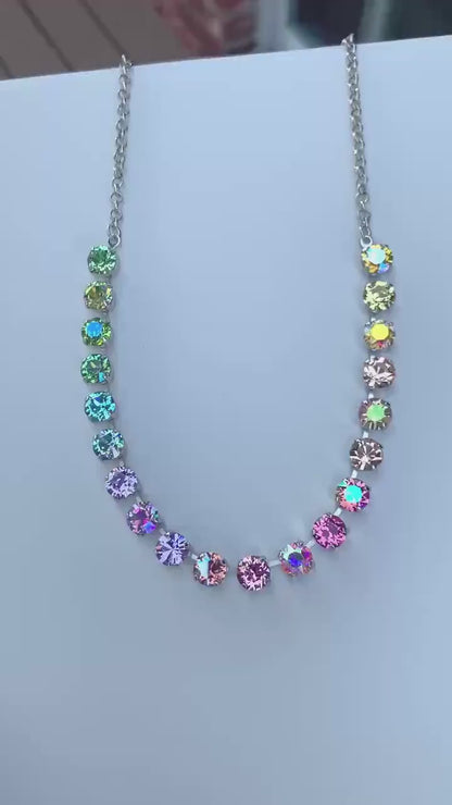 Garden Party Rainbow: Iridescent Crystal Tennis Necklace