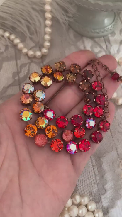 Autumn Gradient Crystal Tennis Necklace