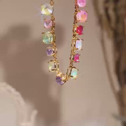 Cotton Candy Charm Gemstone Necklace