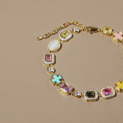Pink Multi Gemstone Motif Bracelet