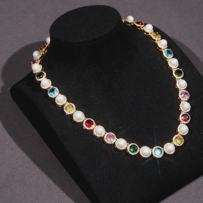 Gold Rainbow Serenade Gemstone Necklace