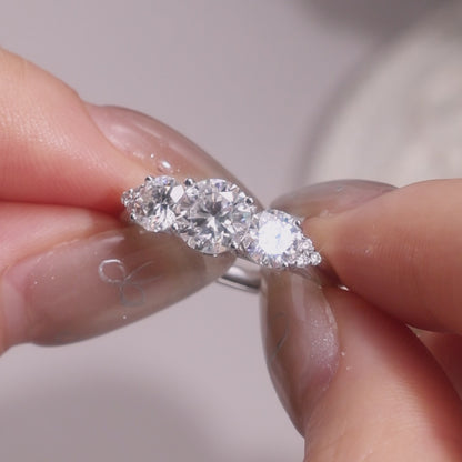 3 Stone All Synthetic Moissanite Ring